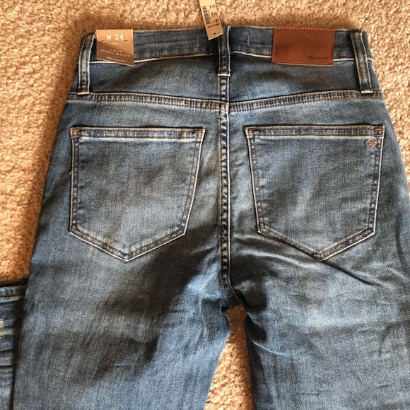 Madewell Cali Demi boot cut button front wash blue denim  jean pants 24 - Picture 7 of 10